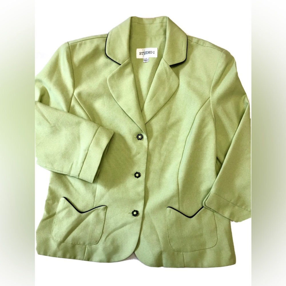 Studio 1 Women Spring Green Jacket Blazer Size 12 B2